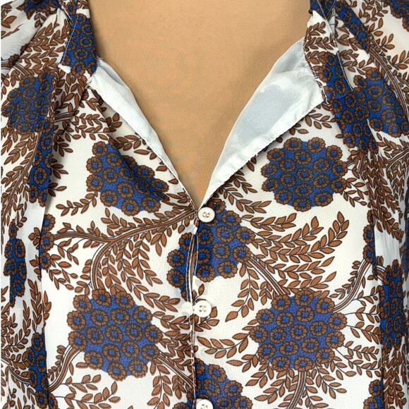 NWT Hayden Los Angeles Mini Dress Large Retro Floral Print Tie Neck - Picture 6 of 8